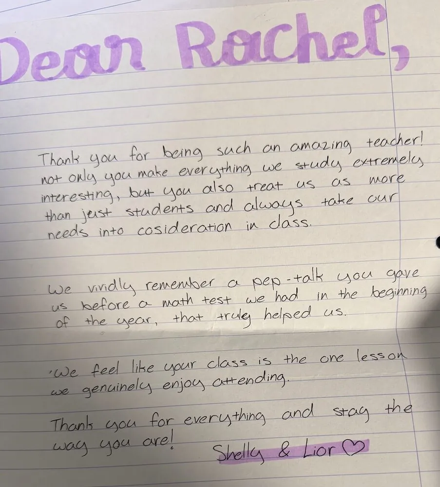 From two students, Shelly & Lior