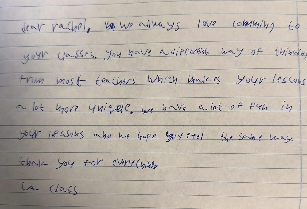 A note from her class