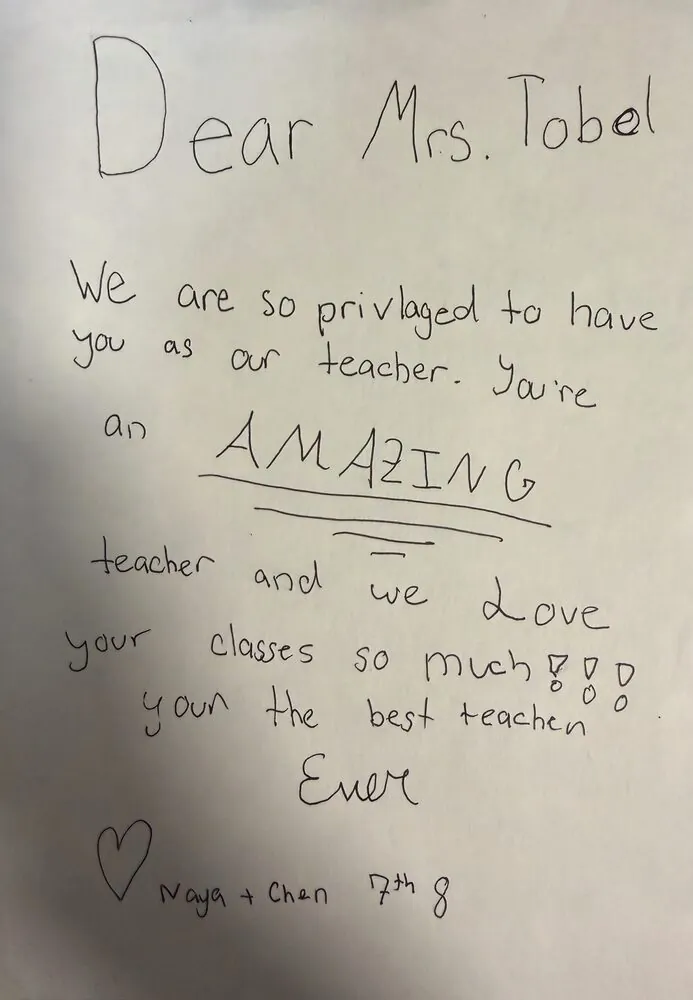 From Naya & Chen, grades 7 & 8